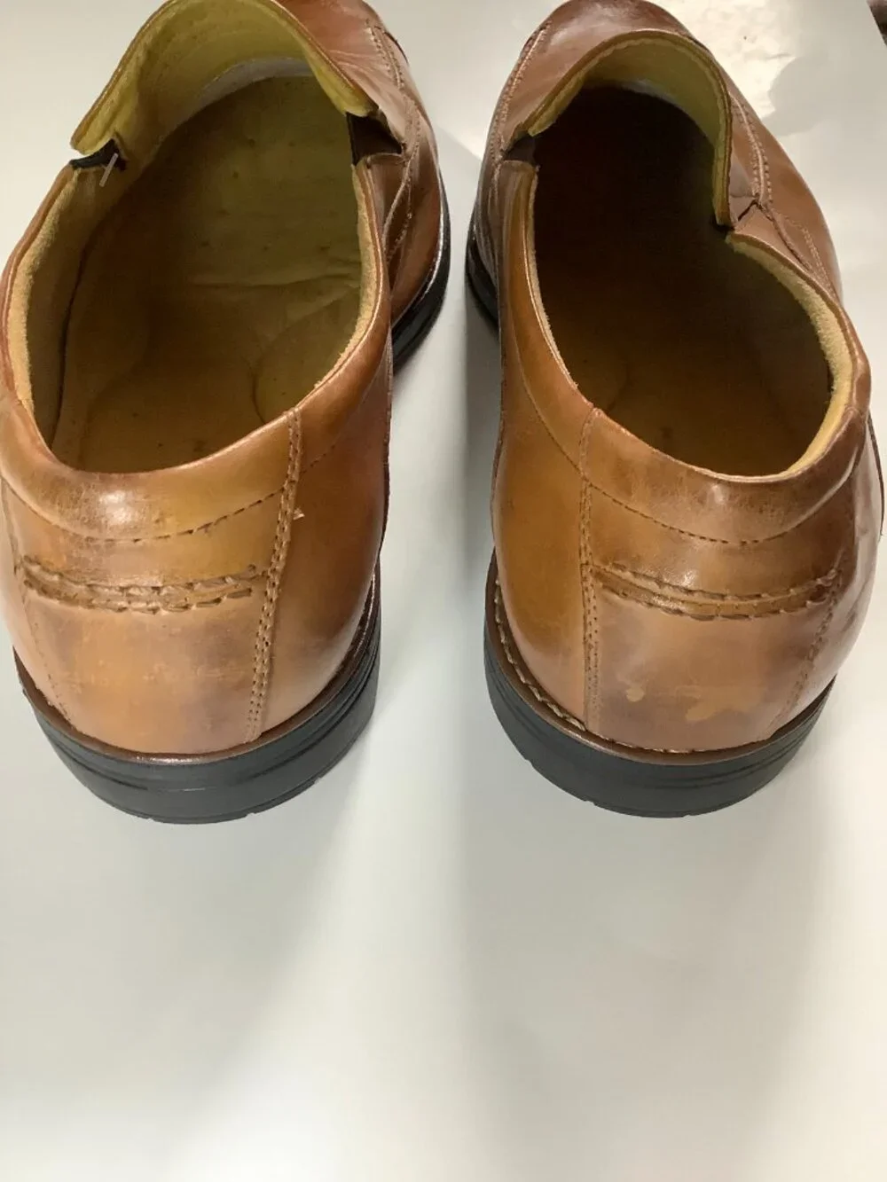 Sandro Moscoloni genuine leather slip-on dress loafers in a classic cognac brown
